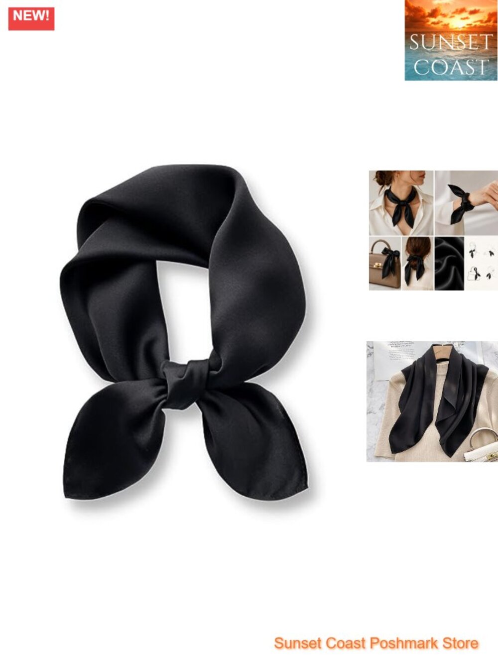 100% Pure Mulberry Silk Scarf 26" Square Neckerchief Hand Wash Women